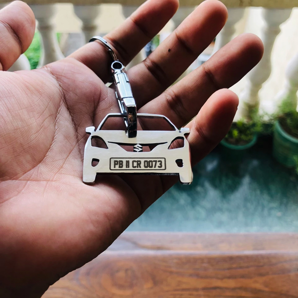 Car Shape Keychain - Personalised Number Plate Car Keychain