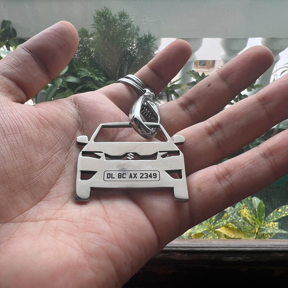 Car Shape Keychain - Personalised Number Plate Car Keychain