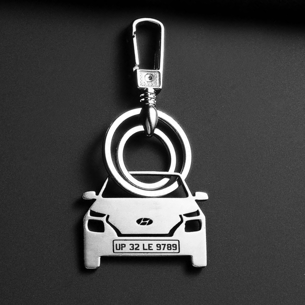 Car Shape Keychain - Personalised Number Plate Car Keychain
