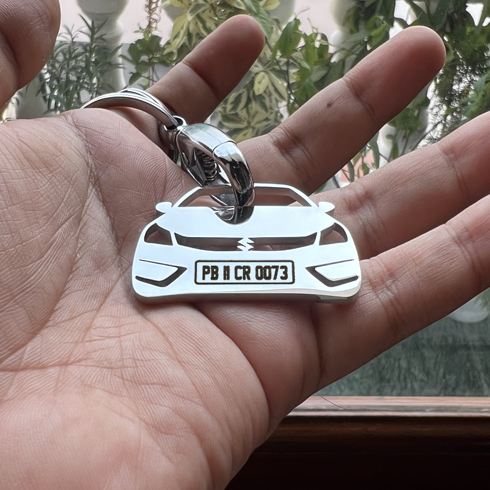 Car Shape Keychain - Personalised Number Plate Car Keychain