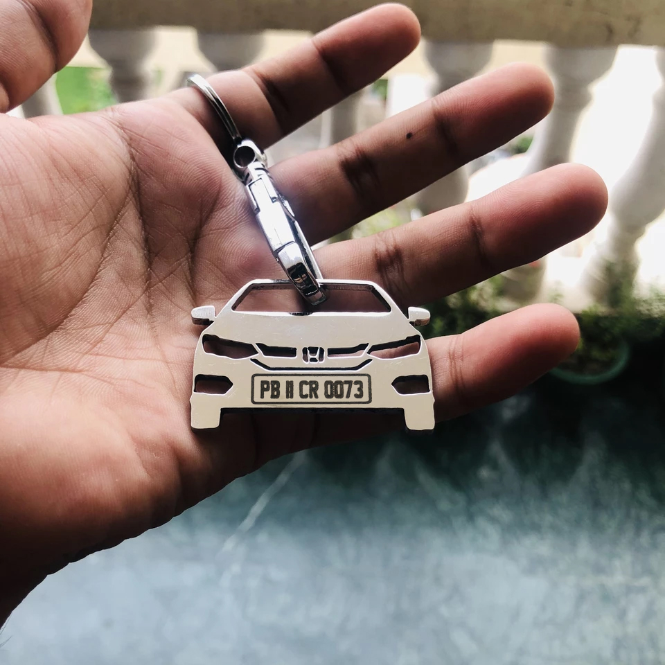 Car Shape Keychain - Personalised Number Plate Car Keychain