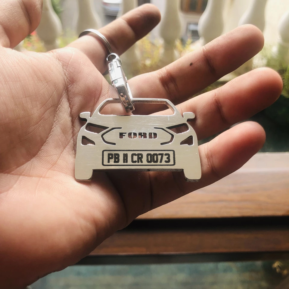 Car Shape Keychain - Personalised Number Plate Car Keychain