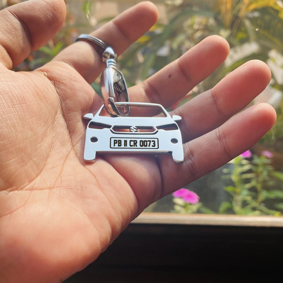 Car Shape Keychain - Personalised Number Plate Car Keychain