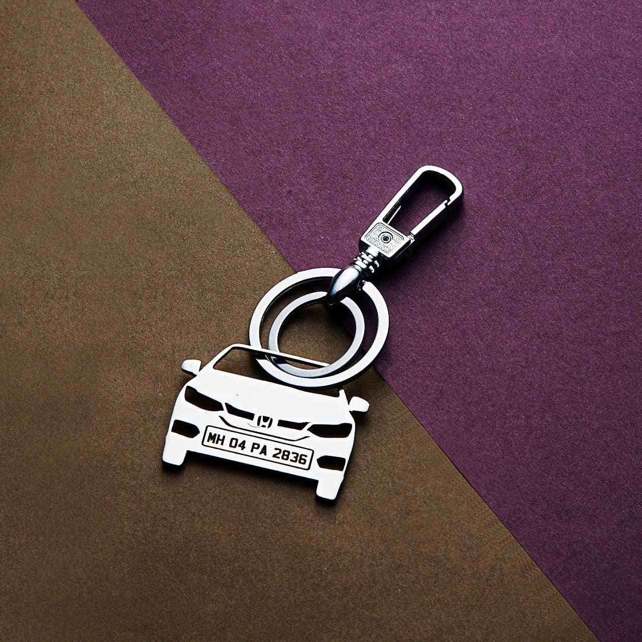 Car Shape Keychain - Personalised Number Plate Car Keychain