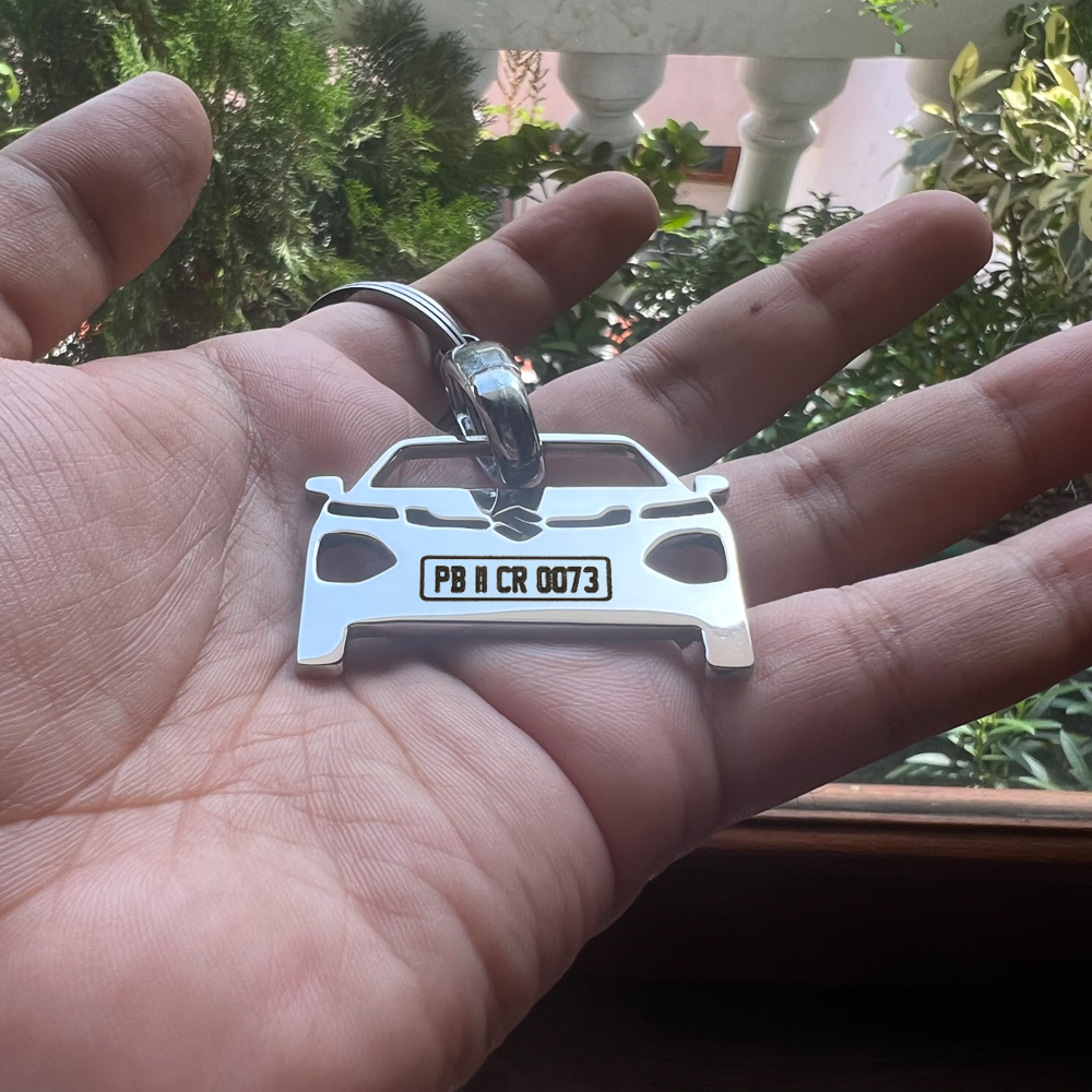 Car Shape Keychain - Personalised Number Plate Car Keychain