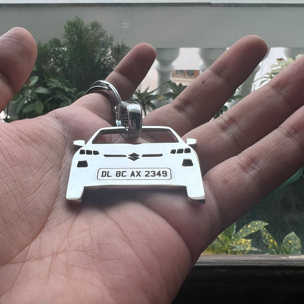 Car Shape Keychain - Personalised Number Plate Car Keychain