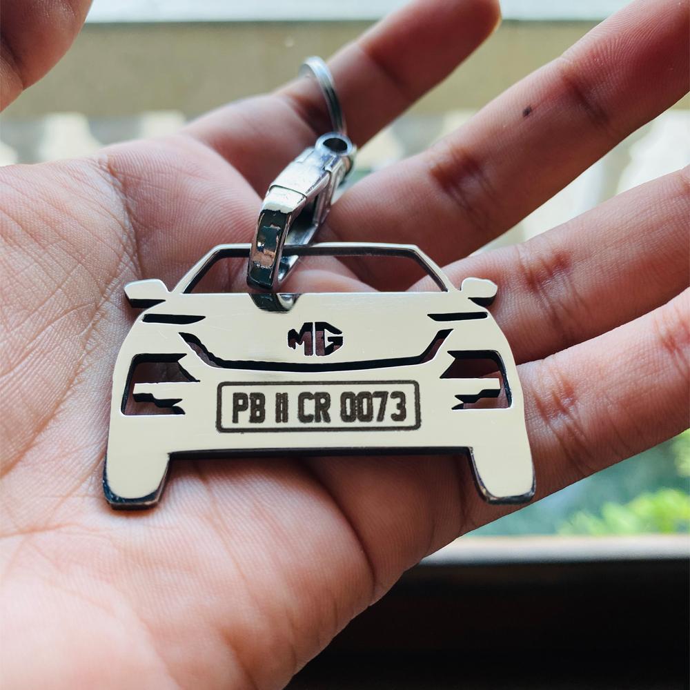 Car Shape Keychain - Personalised Number Plate Car Keychain