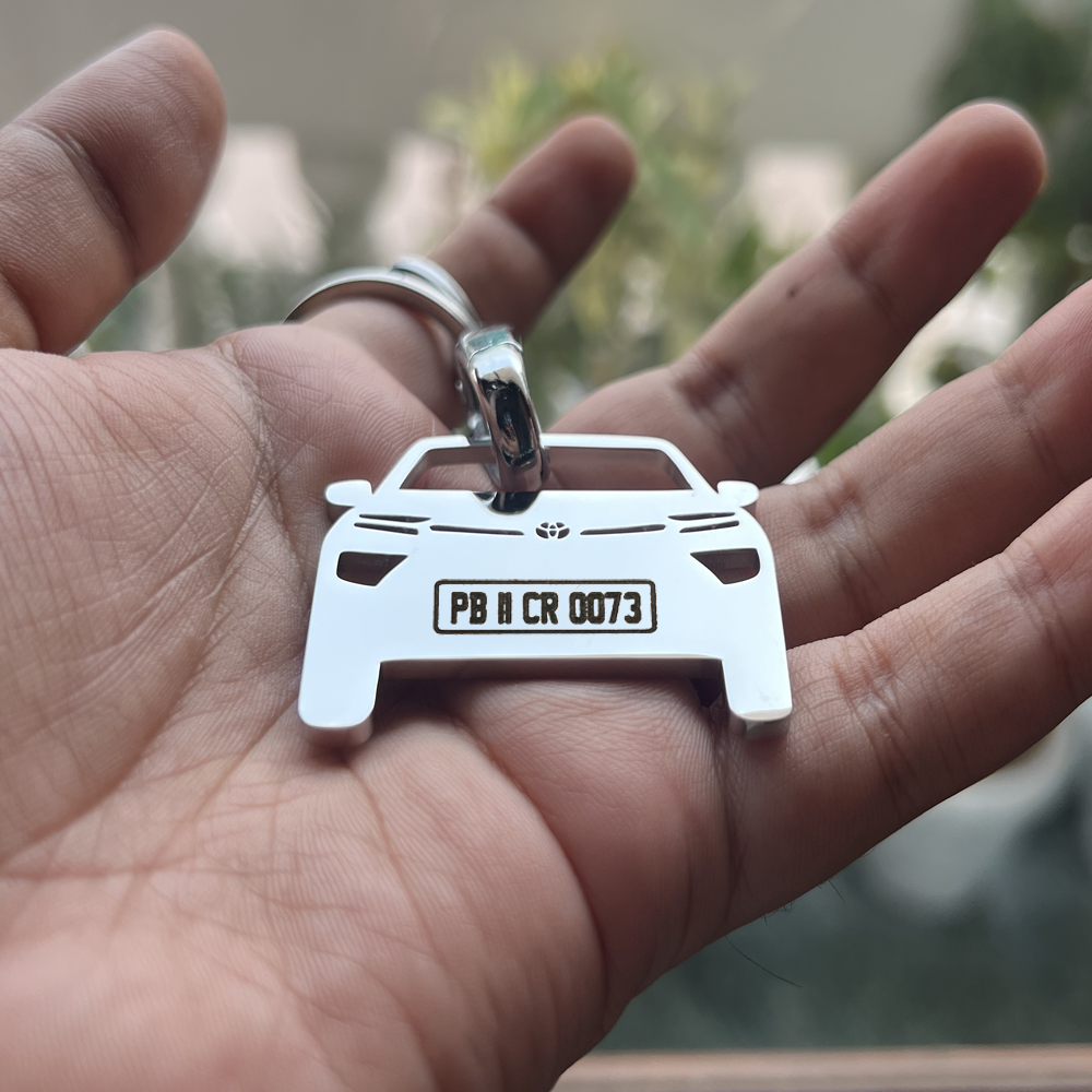 Car Shape Keychain - Personalised Number Plate Car Keychain