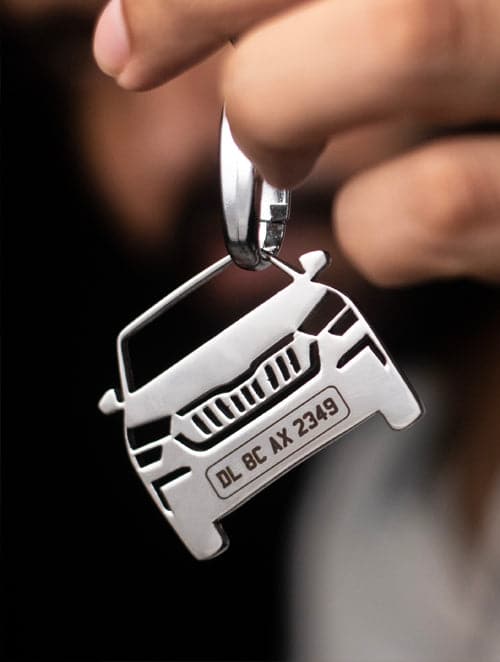 Car Shape Keychain - Personalised Number Plate Car Keychain