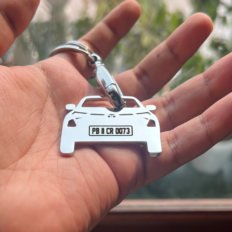 Car Shape Keychain - Personalised Number Plate Car Keychain