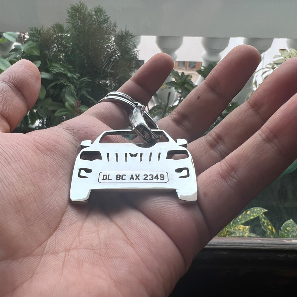 Car Shape Keychain - Personalised Number Plate Car Keychain