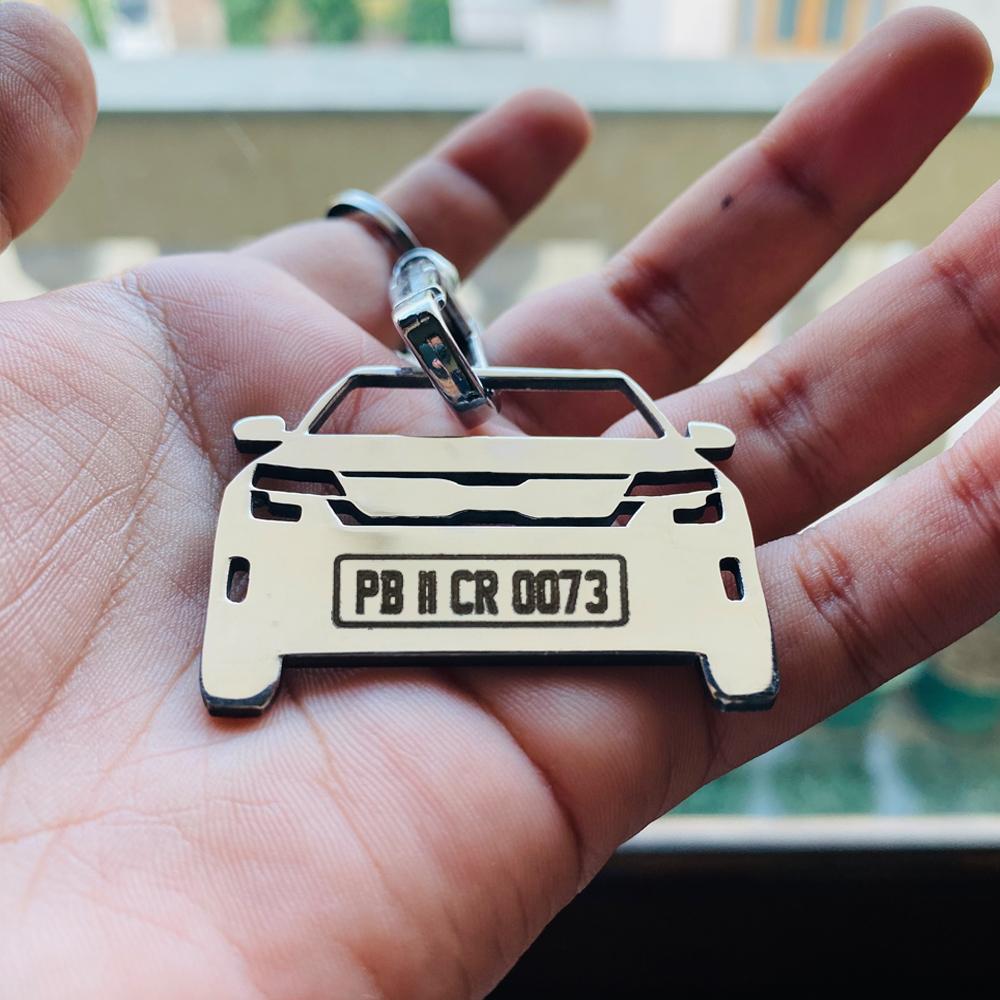 Car Shape Keychain - Personalised Number Plate Car Keychain