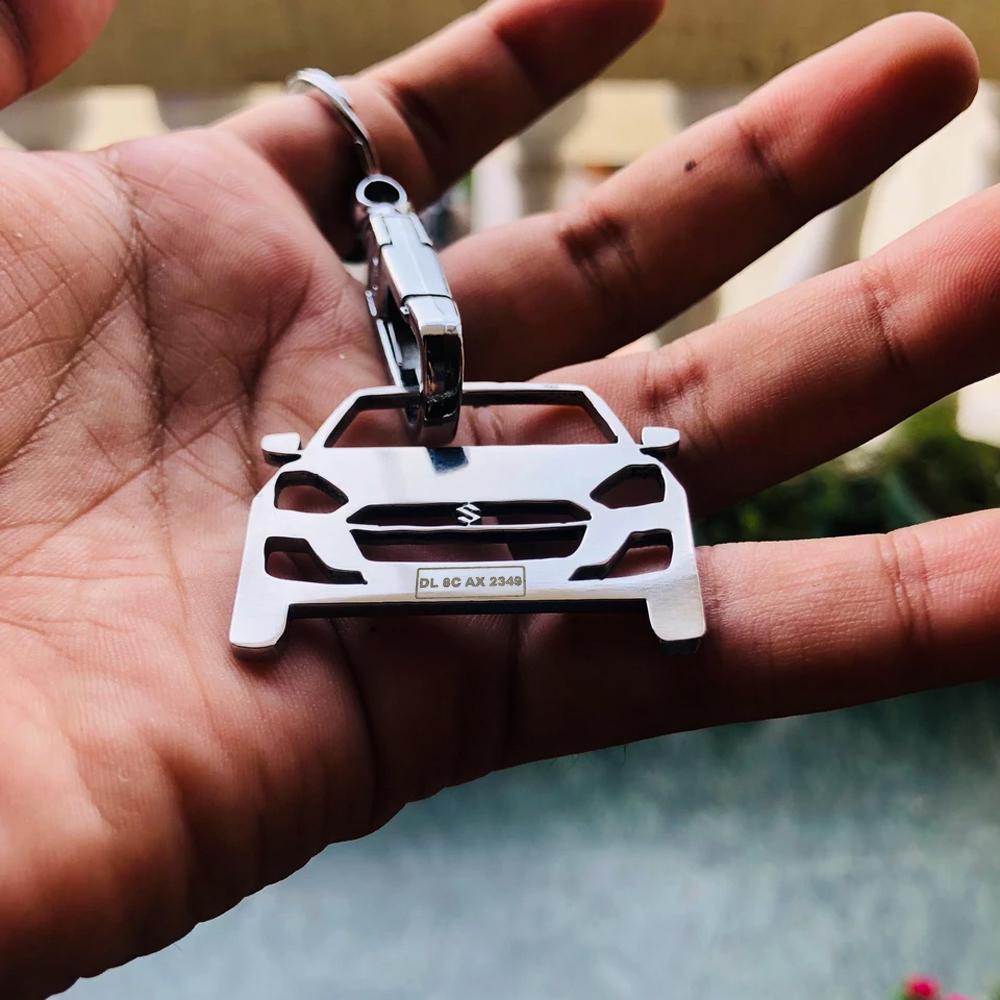 Car Shape Keychain - Personalised Number Plate Car Keychain