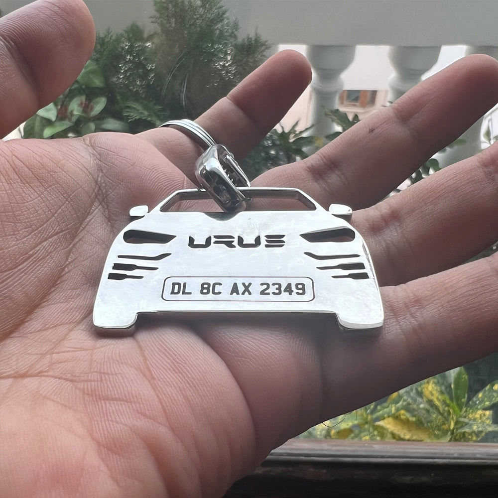 Car Shape Keychain - Personalised Number Plate Car Keychain