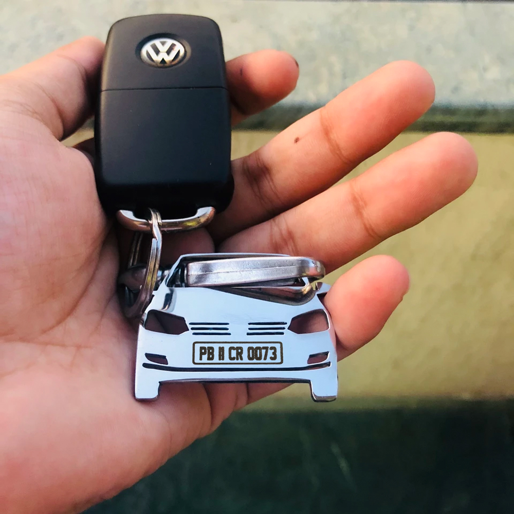 Car Shape Keychain - Personalised Number Plate Car Keychain