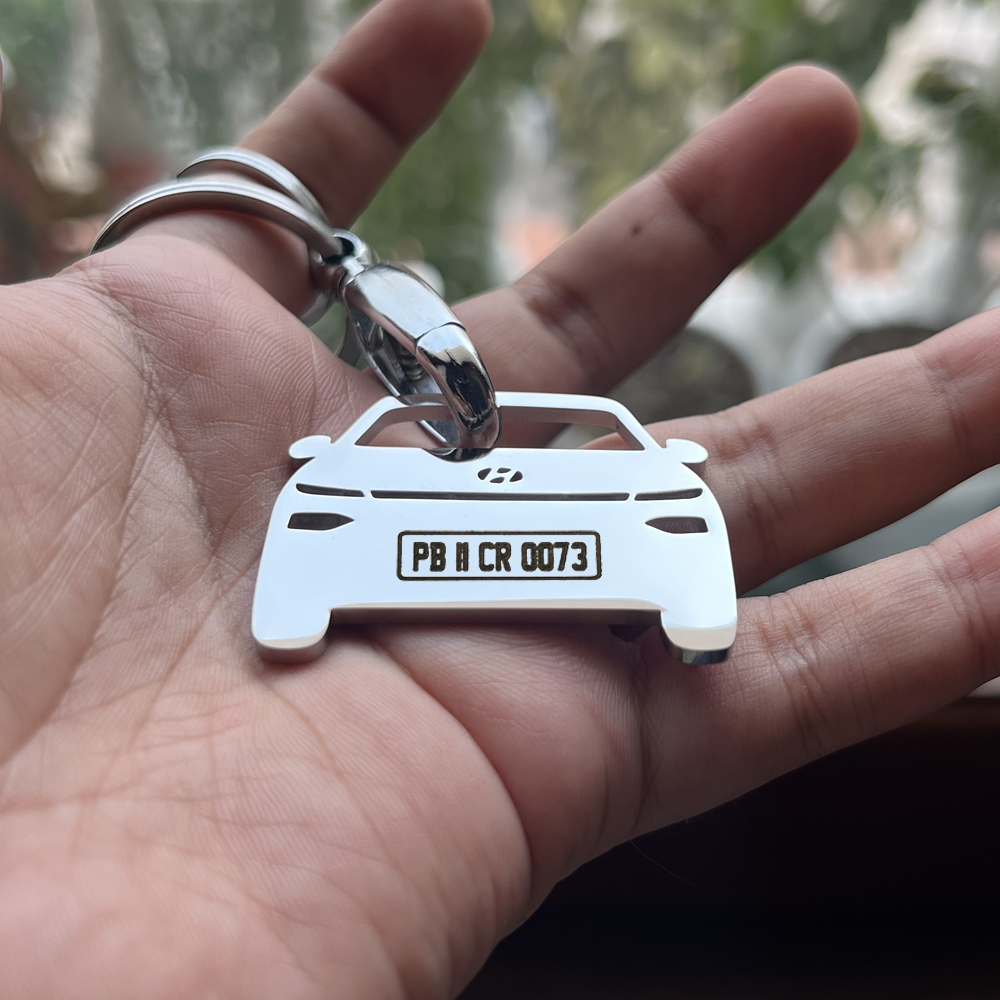Car Shape Keychain - Personalised Number Plate Car Keychain