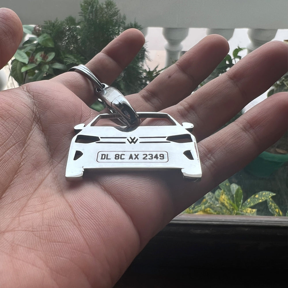 Car Shape Keychain - Personalised Number Plate Car Keychain