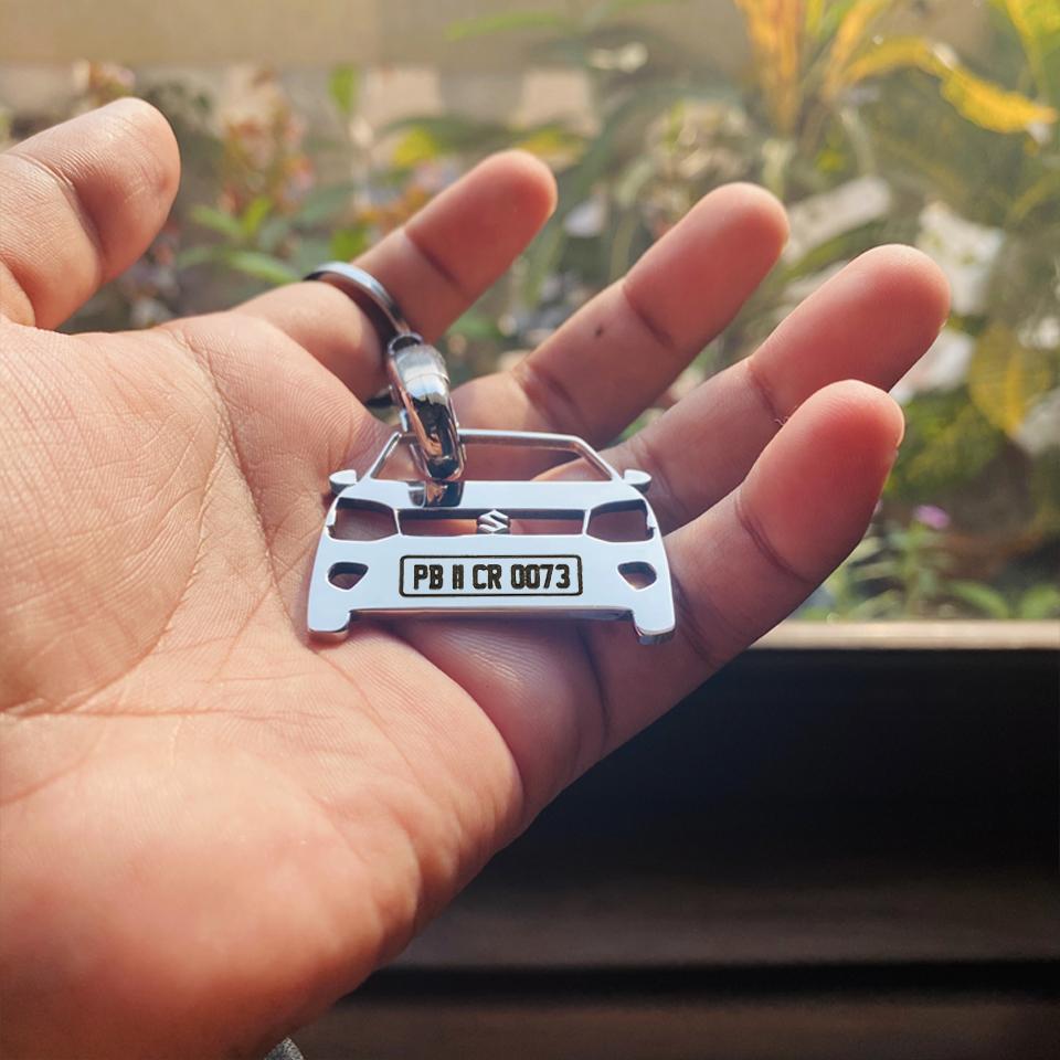 Car Shape Keychain - Personalised Number Plate Car Keychain
