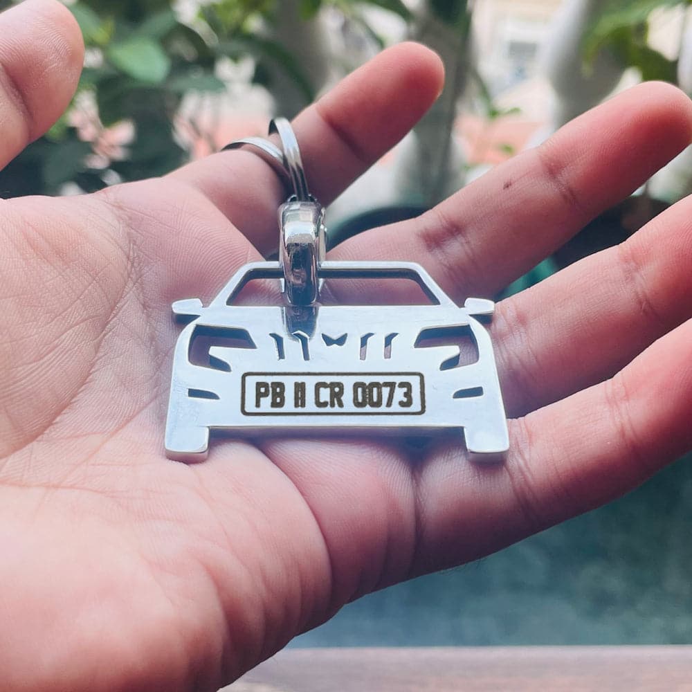 Car Shape Keychain - Personalised Number Plate Car Keychain