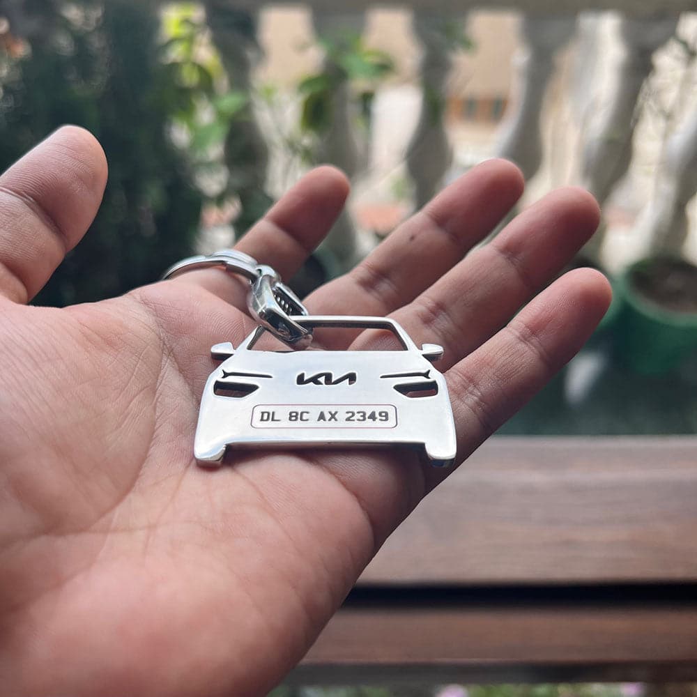 Car Shape Keychain - Personalised Number Plate Car Keychain