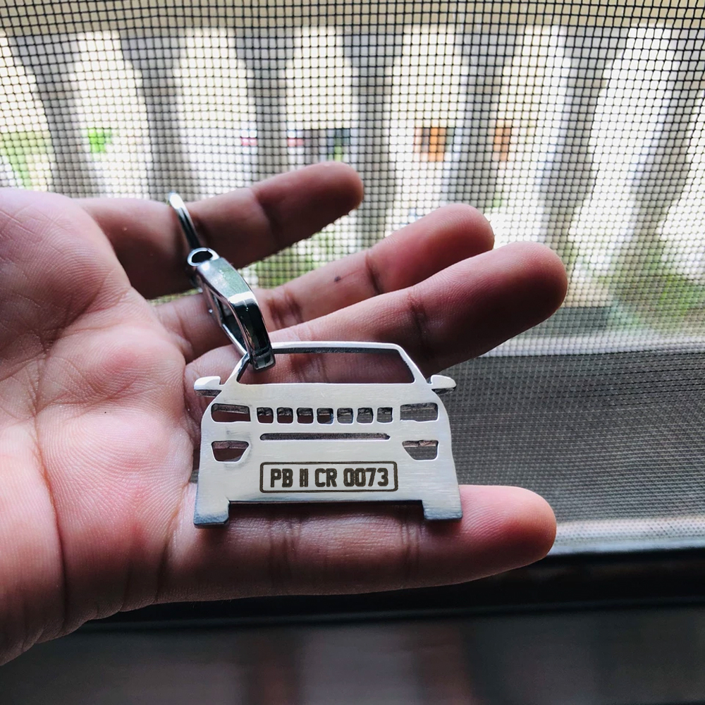 Car Shape Keychain - Personalised Number Plate Car Keychain
