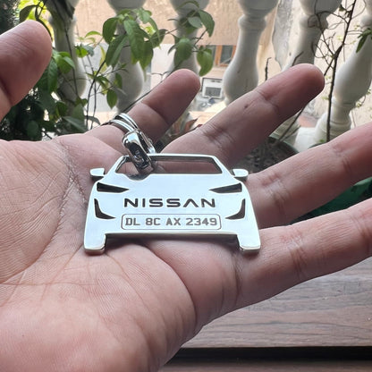 Car Shape Keychain - Personalised Number Plate Car Keychain