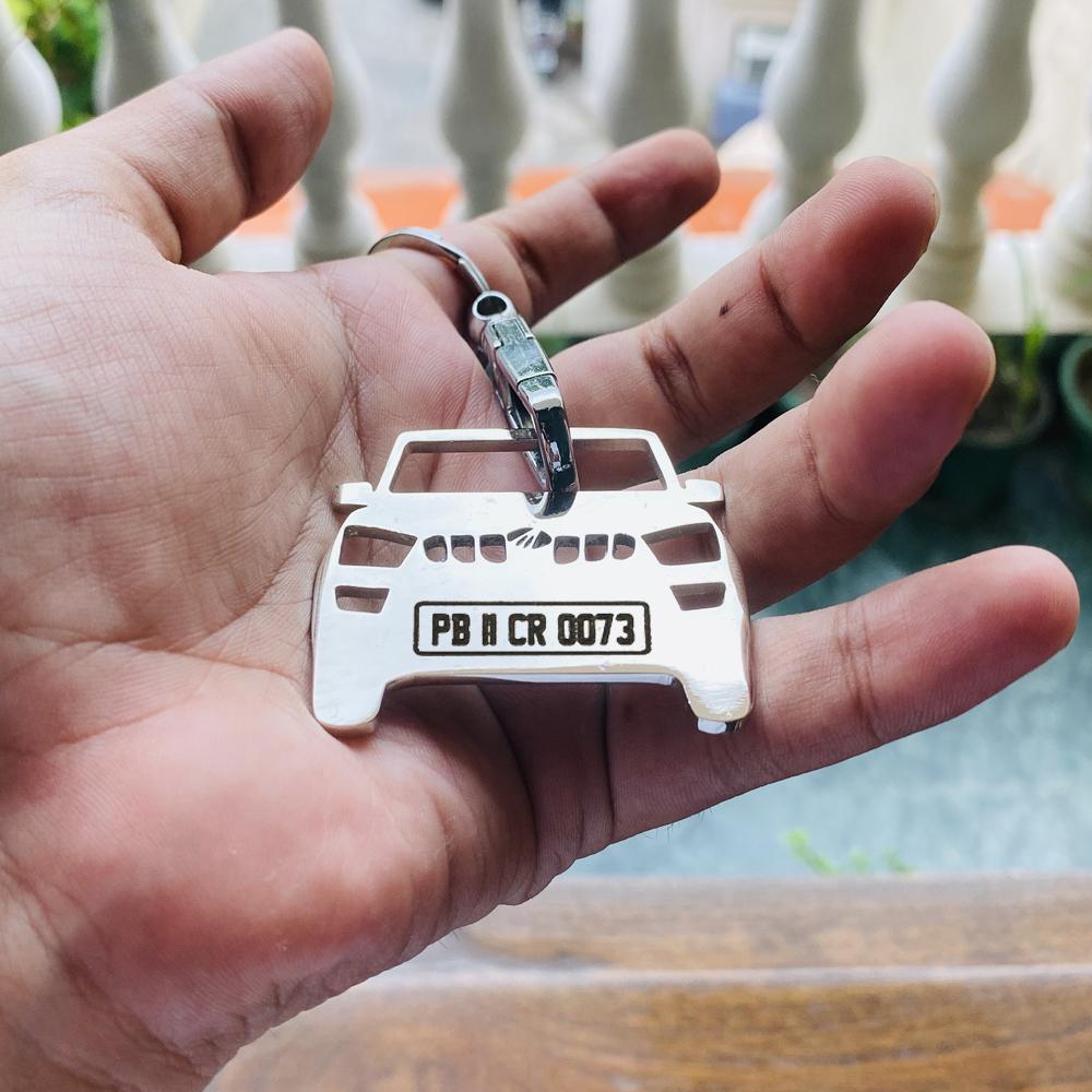 Car Shape Keychain - Personalised Number Plate Car Keychain
